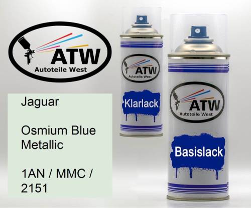 Jaguar, Osmium Blue Metallic, 1AN / MMC / 2151: 400ml Sprühdose + 400ml Klarlack - Set, von ATW Autoteile West.